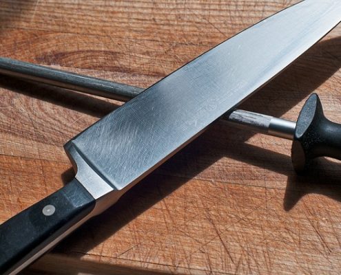 Knife on cutting board
