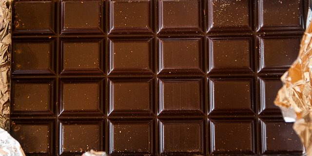 Closeup of a dark chocolate baking bar