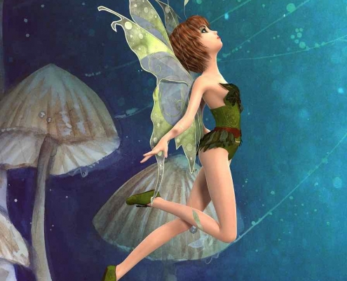 What is Absinthe? History, Effects and How to Serve Absinth 4 A Green Fairy Flying Between Mushrooms to help define what is Absinthe