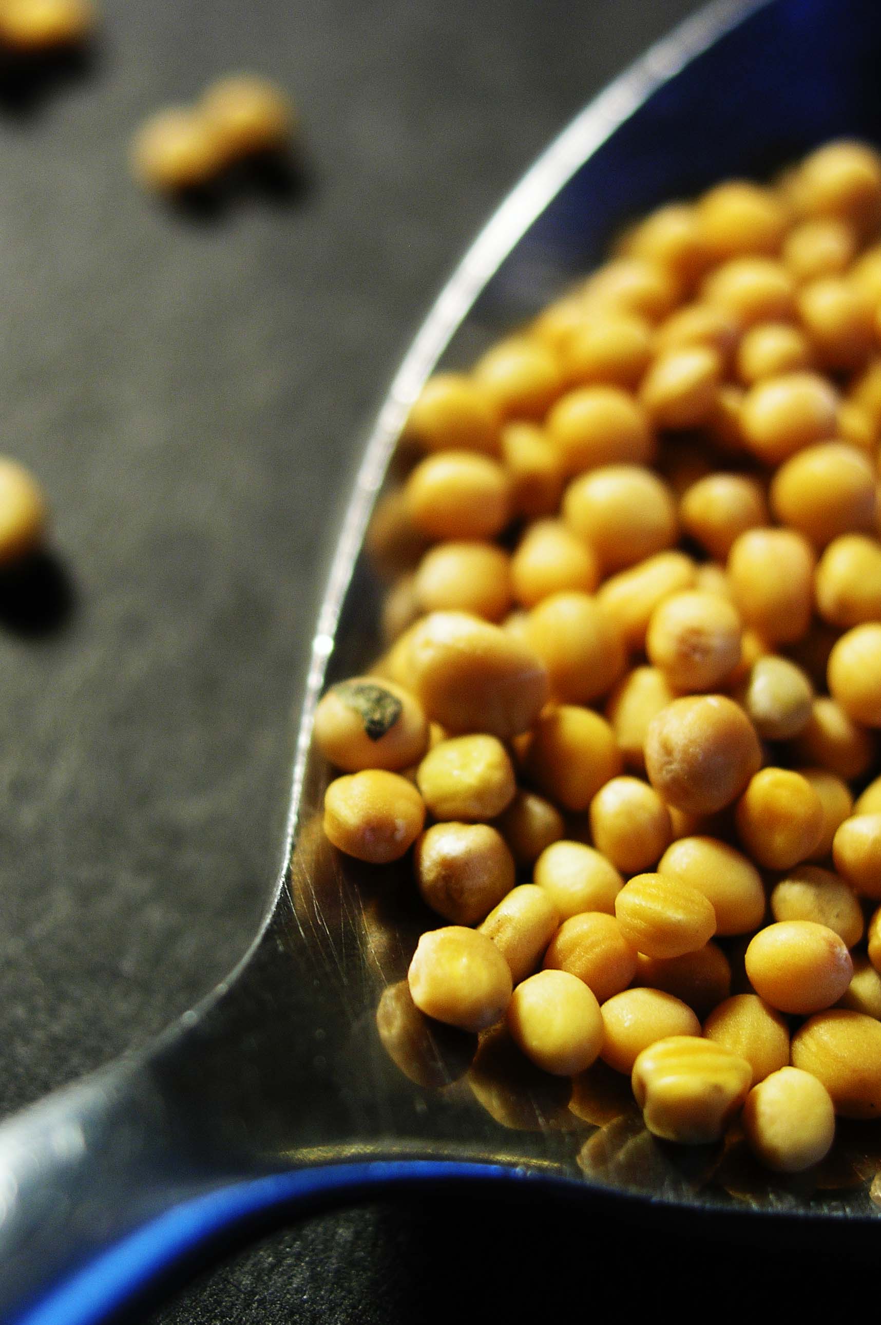 mustard seed in a spoon on a dark background