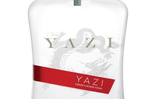 closeup of Yazi ginger vodka bottle