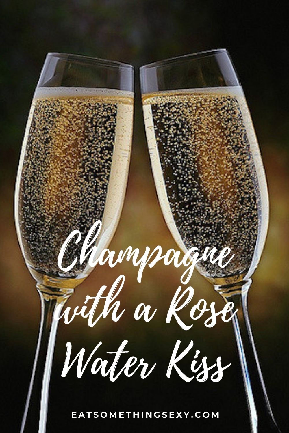 easy champagne cocktail with rose water graphic