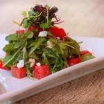 Grilled Watermelon Salad with Goat Cheese and Arugula