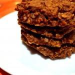 closeup of Chocolate Peanut Butter  Oatmeal No Bake Cookies