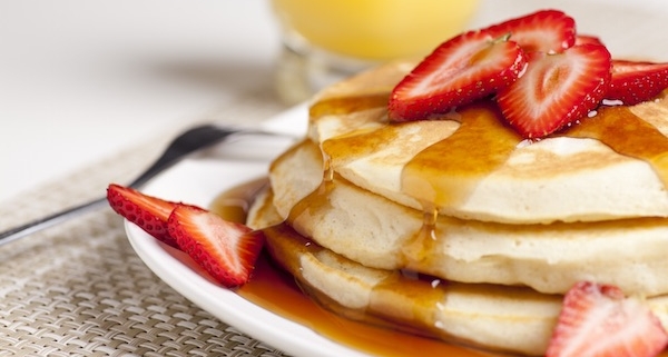 closeup of these buttermilk pancakes for two