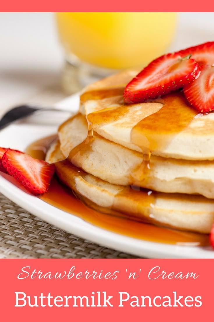 Sultry Strawberries ‘N’ Cream Buttermilk Pancakes