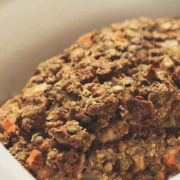 closeup of vegetarian meatloaf with lentils