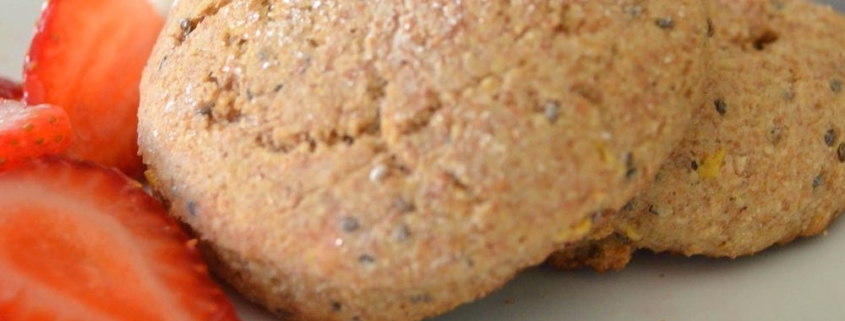 Greek Yogurt, Lemon and Chia Seed Biscuits with Strawberries