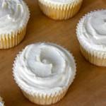White Bean Vanilla Cupcakes with Coconut Cream Icing 2 gluten-free vanilla cupcakes