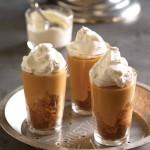 closeup of 3 glasses of the pumpkin pudding from Puddin'