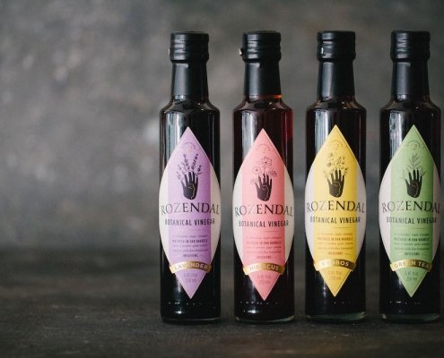 Four bottles of Rozendal Botanical Vinegars