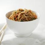 Perfect Peanut Pasta in White Bowl on White Background