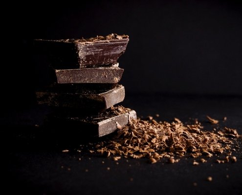 A stack of antioxidant rich dark chocolate