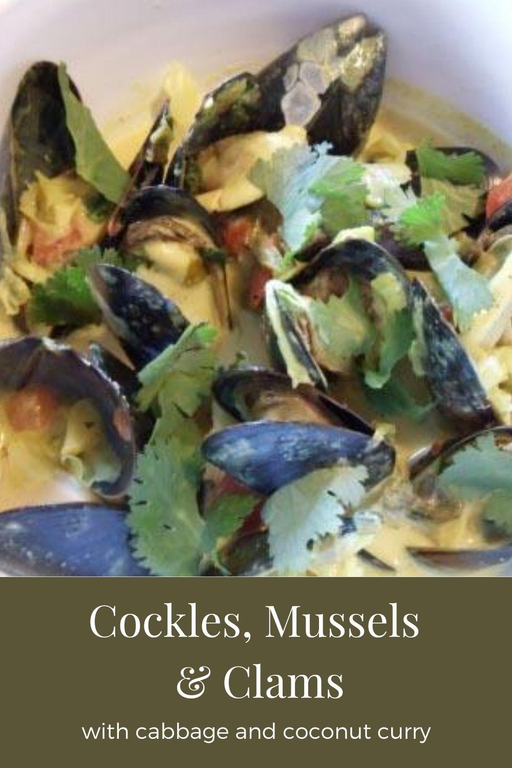 recipe for cockles, mussels and clams in coconut curry graphic