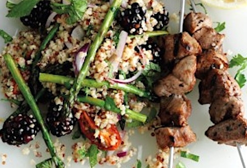 Lamb Skewers with Blackberry Quinoa Salad Recipe 3 Spiced Lamb Skewers with Blackberry Quinoa Salad