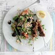 Spiced Lamb Skewers with Blackberry Quinoa Salad