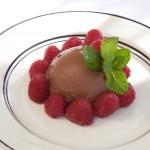 dark chocolate mousse with raspberries