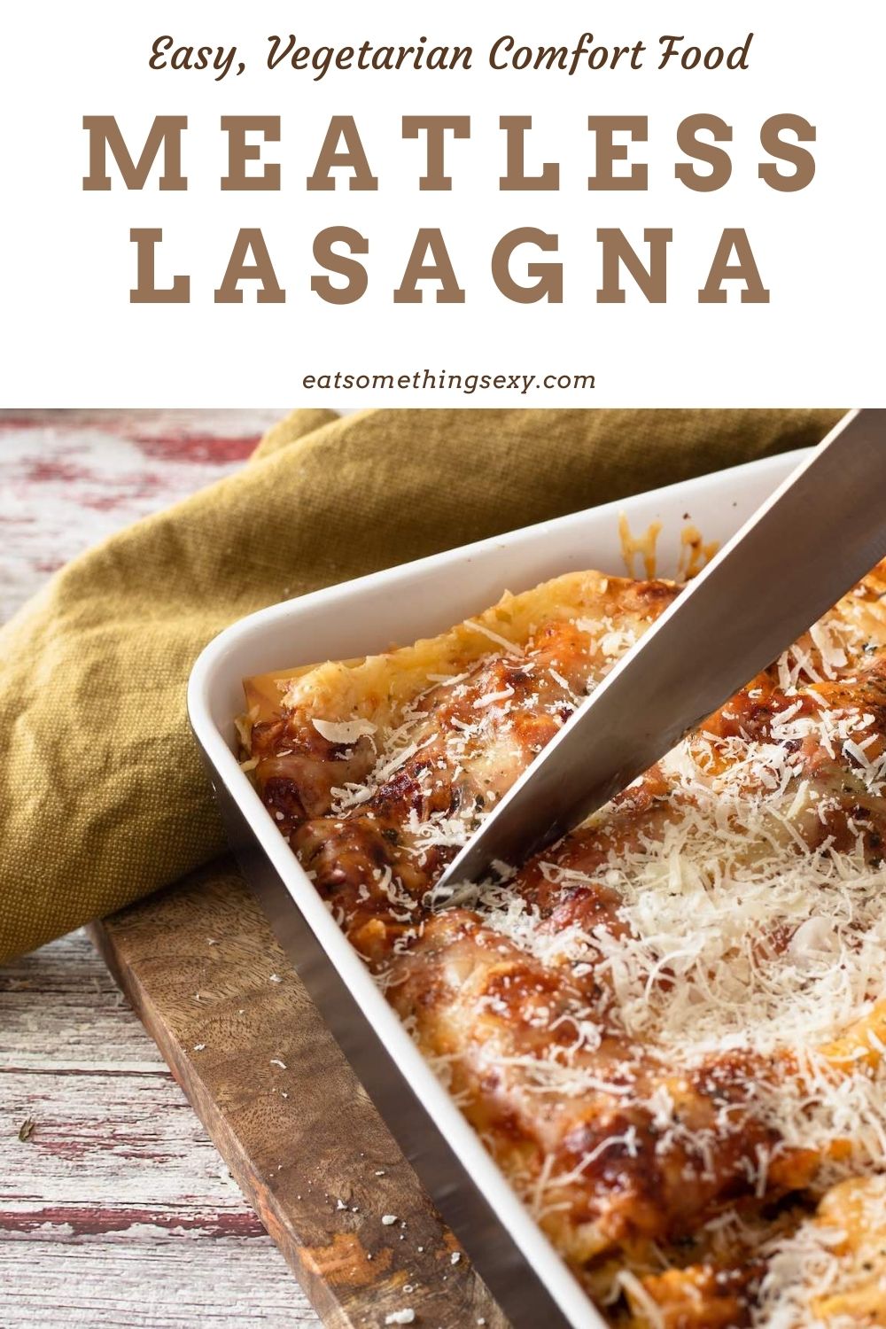 easy meatless lasagna recipe graphic