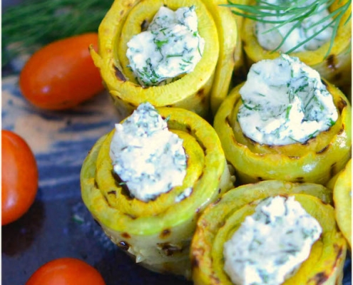 Recipe for Vegetarian Wraps with Grilled Zucchini 9 vegetarian wraps made with zucchini