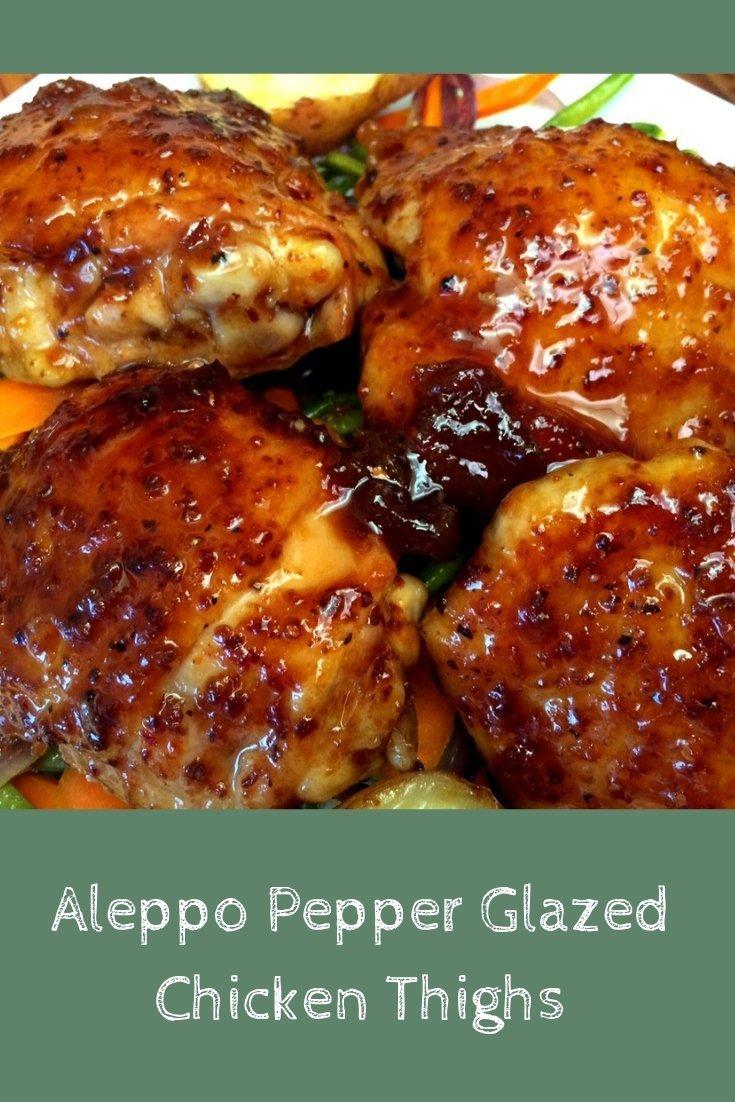 Aleppo Pepper Glazed Chicken Thigh Recipe Pinnable Graphic