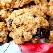 closeup of Diane's Six Spice Oatmeal Raisin Cookies