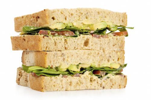 picnic sandwiches with bacon, tomato and avocado