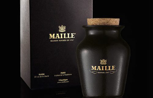 Maille Chablis and Black Truffle Mustard bottle with package box in the background