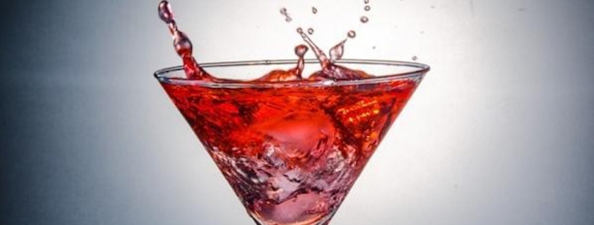 Closeup of the Aphrodisiac cocktail being splashed
