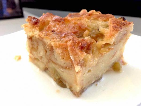 Chrysta Wilson's Chevre Apple Bread Pudding with Champagne