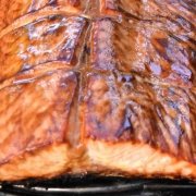 Closeup of Sweet Hot Cedar Plank Salmon