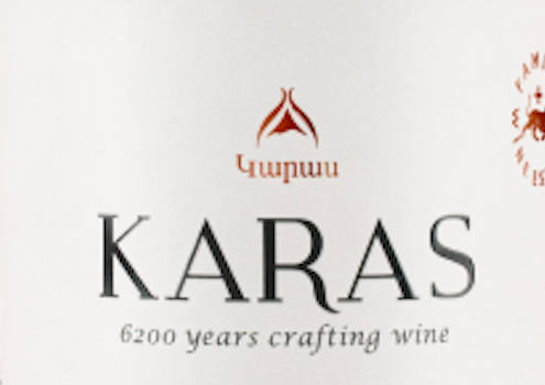 Karas red wine label shot