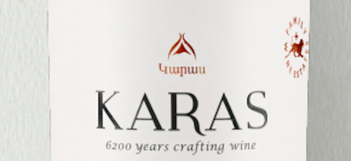 Karas red wine label shot