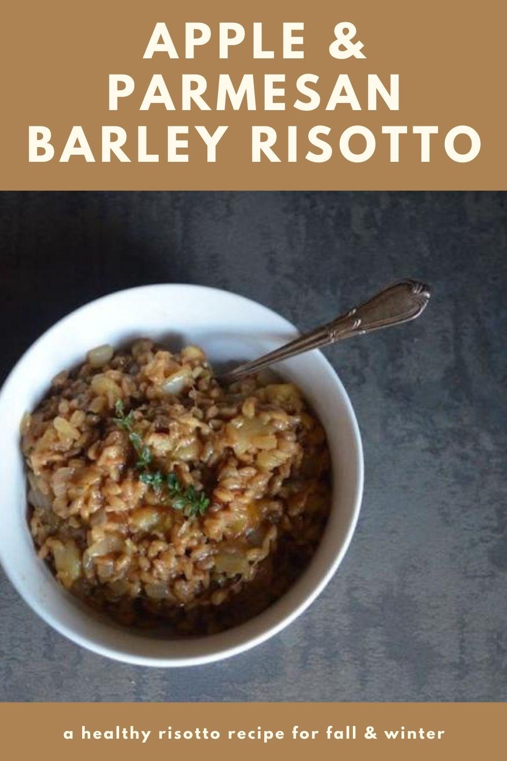 apple & parmesan barley risotto recipe graphic