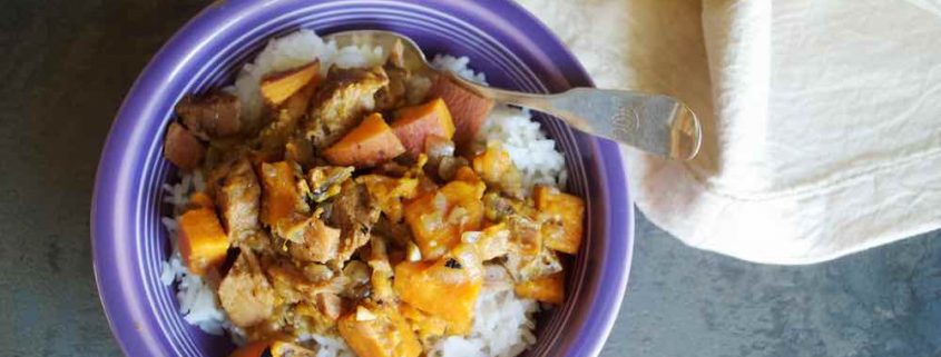 Warming Tomatillo and Pork Stew with Sweet Potato and Spices