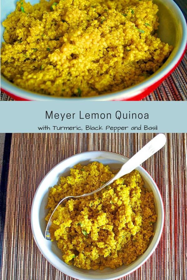 Meyer Lemon Quinoa with Turmeric, Black Pepper and Basil--a healthy and simple side dish