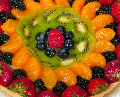 Closeup of classic fruit tart