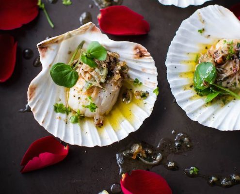 Recipe for Scallops with a Light Watercress Salad
