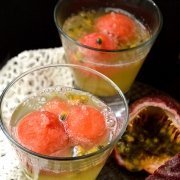 Sparkling Passion Fruit and Watermelon Tropical Cocktail