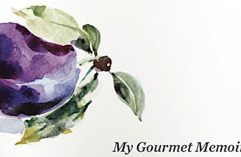 Save Me the Plums - a romanticized remembrance of Gourmet Magazine 7 Closeup of watercolor plum from Save Me the Plums jacket