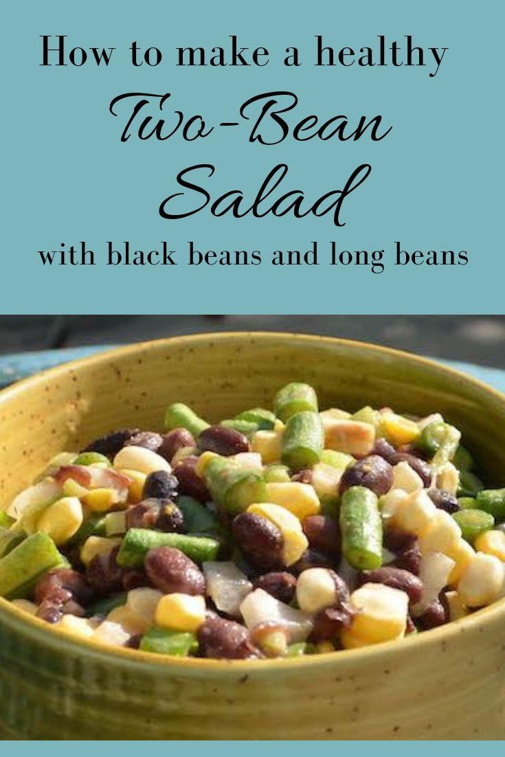 two bean salad recipe pinnable graphic
