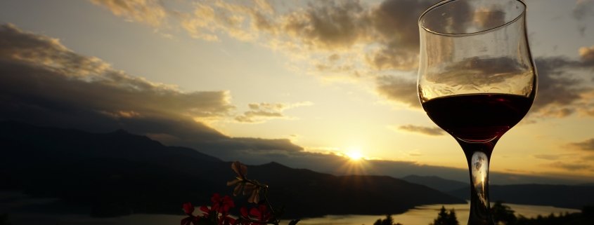 A Willamette Valley wine at sunset