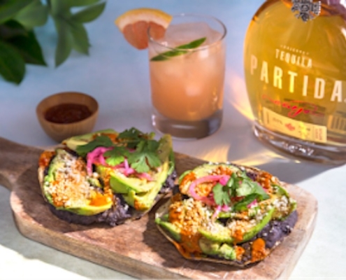 Paloma Spritz Cocktail with Avocado Tostadas