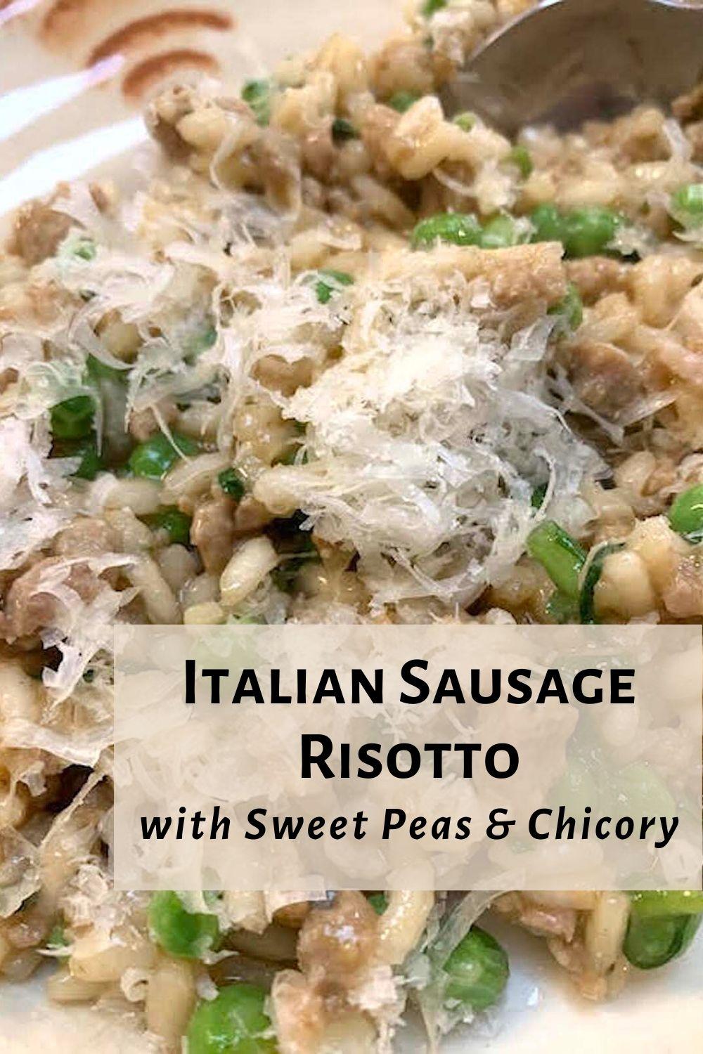 Italian Sausage Risotto pinnable graphic