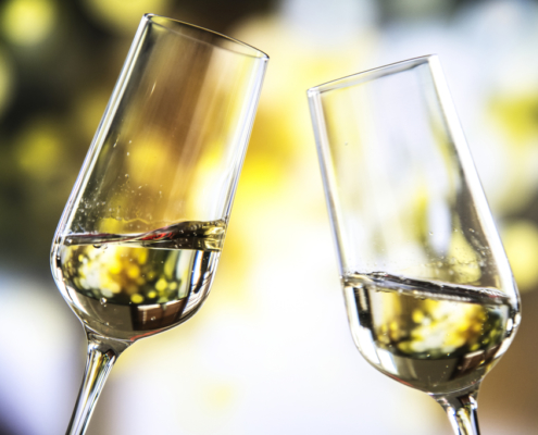 The Bubbles You Can Use Right Now 8 Two flutes of sparkling bubbles about to toast