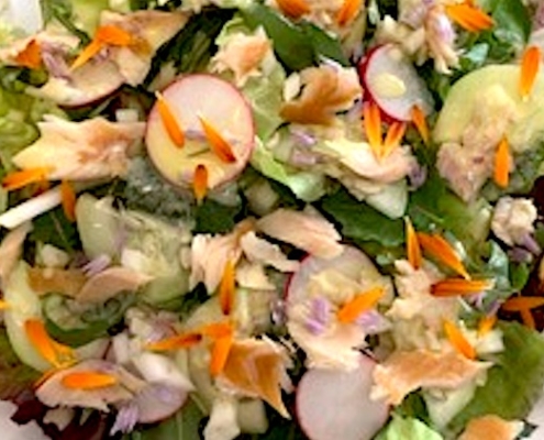 Spring Salad Recipe with Smoked Trout