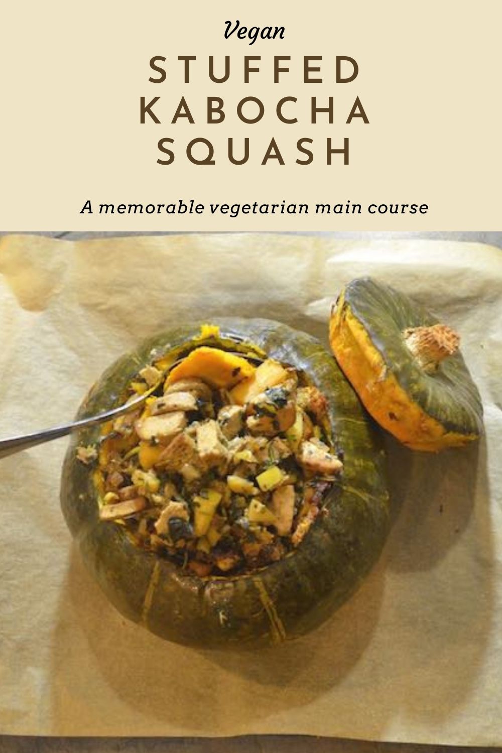 vegan stuffed kabocha squash graphic