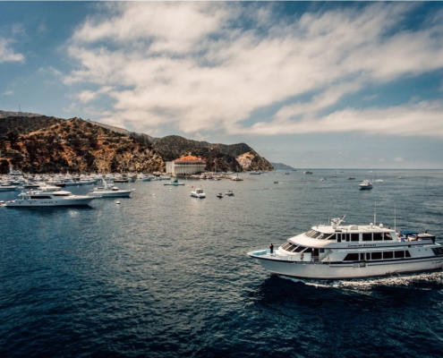 Catalina Island Camping For a Great Romantic Getaway 2 Boats in Avalon Harbor on Catalina Island