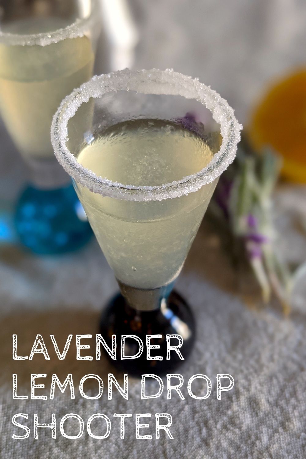 lavender lemon drop shot recipe graphic