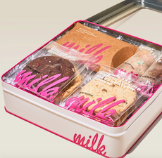 Closeup of Milk Bar Sampler in a cookie tin