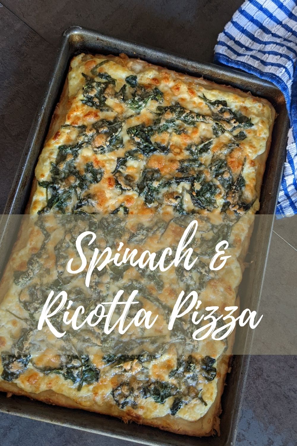 homemade spinach and ricotta pizza graphic